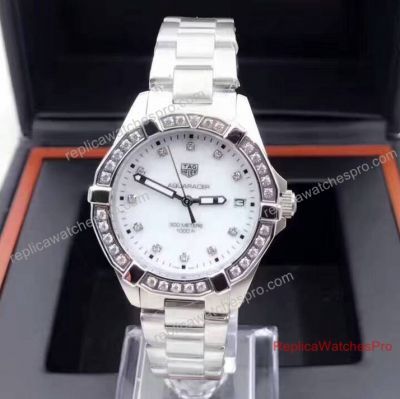 Copy Tag Heuer Aquaracer Ladies Watch SS White Diamond Bezel